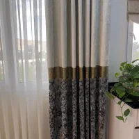 دو عدد دکورپرده پانچی کرم مشکی ترک