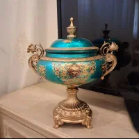 شکلات خوری طلاکوب پایه برنز هندی