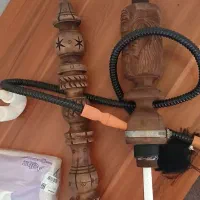 دو عدد قلیان چوب سرخدار و گردو