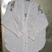 مانتو .نخ. کرمرنگ. گلدوزی شده خارجی
