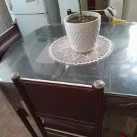 میز غذا خوری ۴نفره آلومینیمی رنگ آلبالویی  ۴صندلی