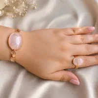 نیم ست مس با سنگ عقیق طبیعی