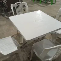 میز و صندلی پلیمری پلاستیکی چهار نفره