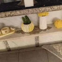 ست گلدون وجاشمعی رنگ زرد