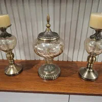 شمعدان و شکلات خوری رنگ برنزی