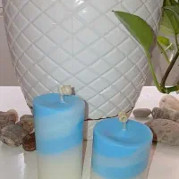 شمع استوانه ای آبی مناسب دکور و هدیه