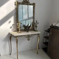 کنسول برنجی لوکس با آینه و شمعدان ست