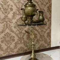 سرویس سماور ذغالی برنجی با میز برنزی