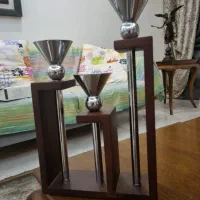 شمعدان استیل و چوبی لینکیج
