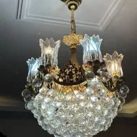 دو عدد لوستر کریستالی شش شاخه
