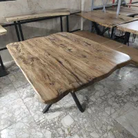 میز نهارخوری روستیک چهار نفره چوب چنار و فلز