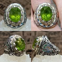 تعداد چهار عدد انگشتر نقره زبرجد کاملا طبیعی
