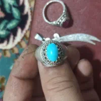 انگشتر فیروزه و یاقوت و گردنی نقره