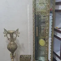 اینه کنسول و گلدان و شمعدان و جادستمالی جنس برنج