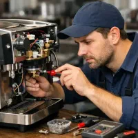 کارآموز و نیروی جوان تعمیرات دستگاه قهوه ساز