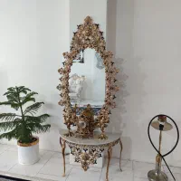 آینه و شمعدون برنز نگین کاری