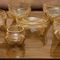 سرویس سرو و پذیرایی لب طلایی پایه چوبی آبگز .