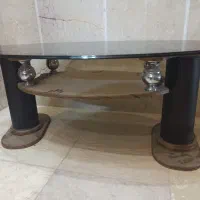 میز عسلی شیشه ای تک