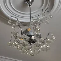لوستر کریستالی سه شعله به همراه دو عدد دیوار کوب