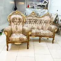 مبل سلطنتی 7 نفره مدل سانسا ورق طلاهمراه کاور مخمل
