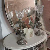 آینه و شمعدان آلیاژی آبکاری تمیز آینه بیضی سالم