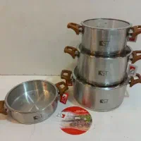 قابلمه 8 پارچه استیل کی‌اس‌تی دسته چوبی KST+ضمانت