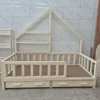 تخت کلبه مونتسوری ،کمد دراور سیسمونی چوبی کودک