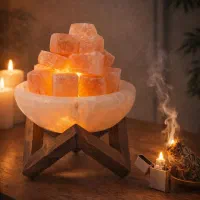 آباژور سنگ نمک مدل کاسه آتشین