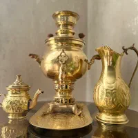 سرویس سماور ذغالی برنجی مهردار تبریز