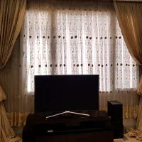 پرده حریر شیشه ای گل دار  خارجی