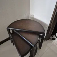 میز عسلی سه تیکه تمام چوب نیمدایره