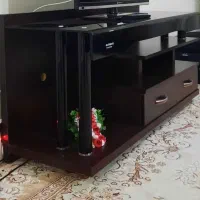 میز تلویزیون شیشه چوب نشکن نقلی