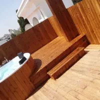 روفگاردن آلاچیق پرگولا چوب ترمووددیوارسبز‌ وآبنما