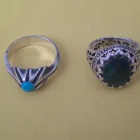 انگشتر نقره با سنگ یشم و فیروزه