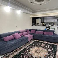 مبلمان و میز عسلی رنگ سرمه ای پارچه ترک
