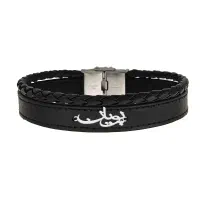 دستبند اسم نقره و چرم سفارشی