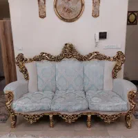مبل ۹ نفره سلطنتی چوب تمام راش ورق طلا