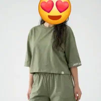 ست کراپ وشلوارک گلدوزی پنبه سوپر اعلا