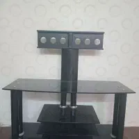 میز تلویزیون شیشه‌ای دو طبقه مناسب tv تا ۶۵ اینچ