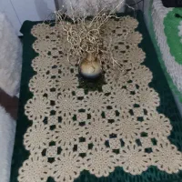 رومیزی قلاب بافی با کاموا سوزنی بسیار شیک وجذاب