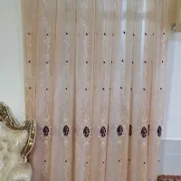 پرده حریر گل برجسته