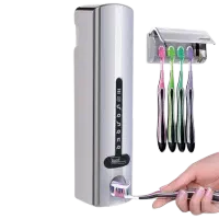 ست جا مسواک و جا خمیر دندان اتوماتیک رنگ کروم