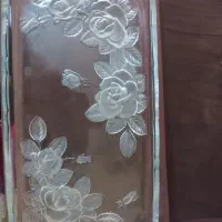 سینی کریستال قدیمی گل سرخ برجسته