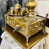 سماور زغالی با تمام وسایل