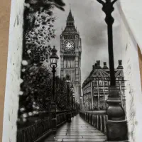 تابلو نقاشی سیاه قلم  اندازه 60در 40