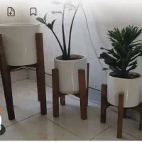 پایه گلدان چوبی رنگ سفید