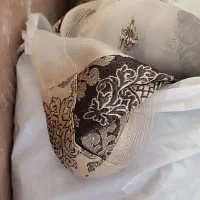 پرده حریر طرح دار
