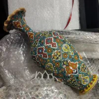 یک جفت گلدان سفالی مینا کاری شده