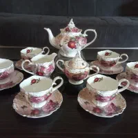 سرویس چایخوری ۱۷پارچه لمونژ طرح گل ملودی