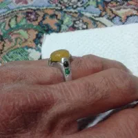 انگشتر عقیق زرد و یاقوت برمه